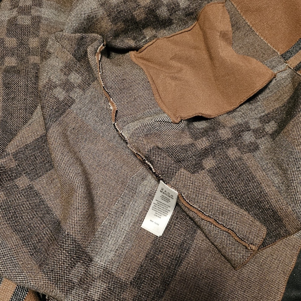 Christian Siriano Hooded Brown Plaid Cardigan Sweater Women's Size Medium - Picture 9 of 9